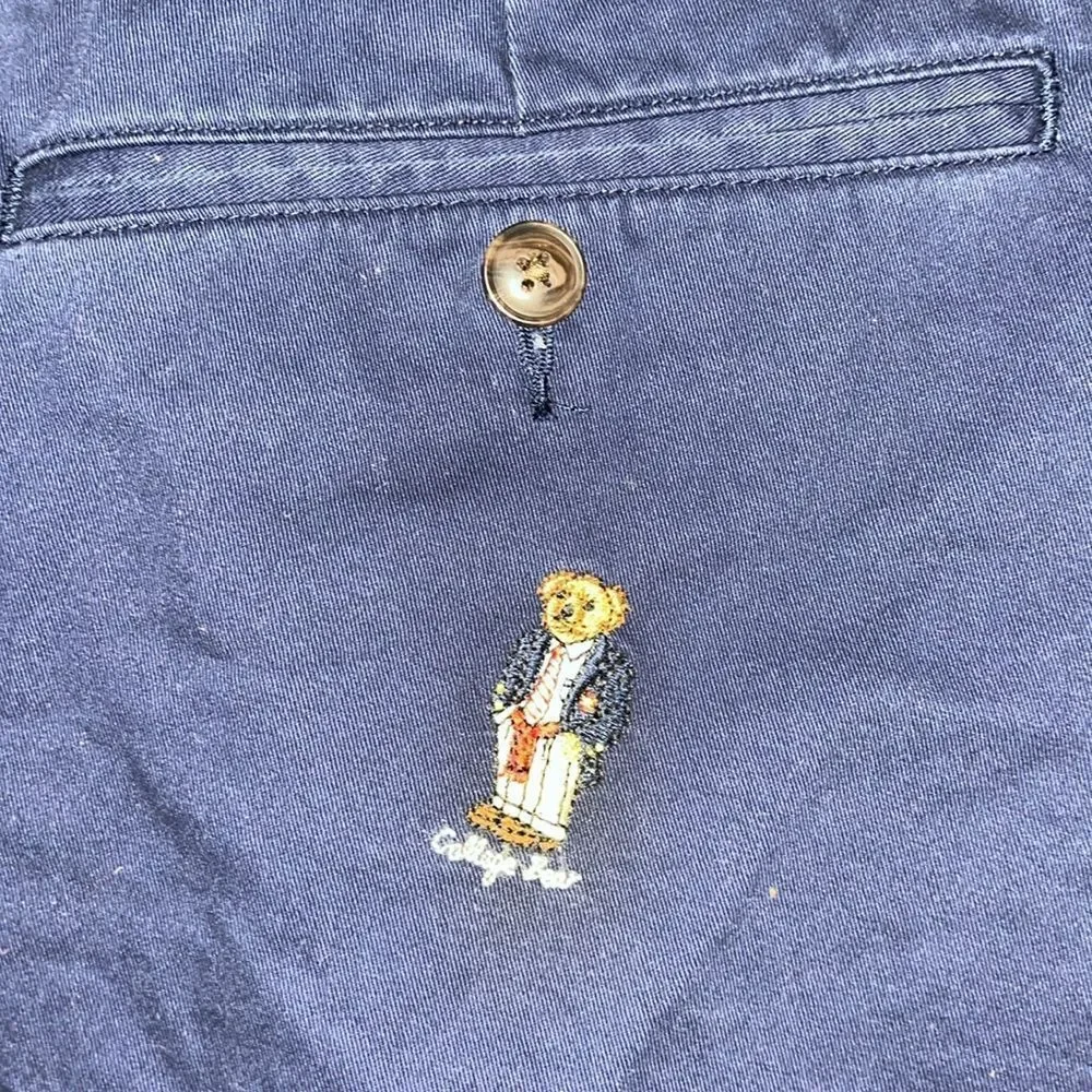 New POLO RALPH LAUREN Men’s Navy Blue Embroidered Sewn Polo Bear Shorts Pwing
